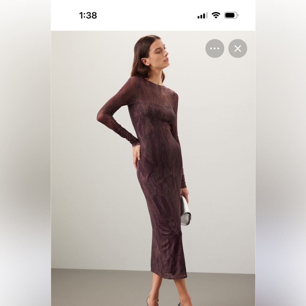 Elegant Long Sleeve Dress in Rich Brown